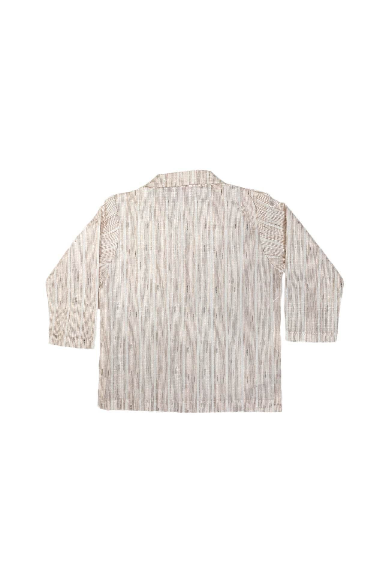 New Born 2 piece Night Suit - Light Brown stripe - Cute Kids