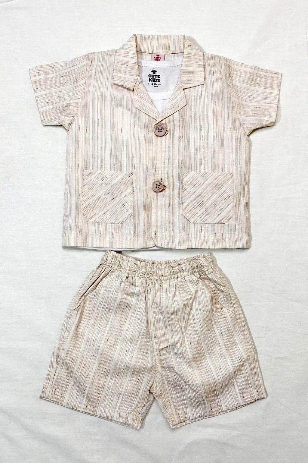 Boys 3-piece Suit - Light brown stripe - Cute Kids