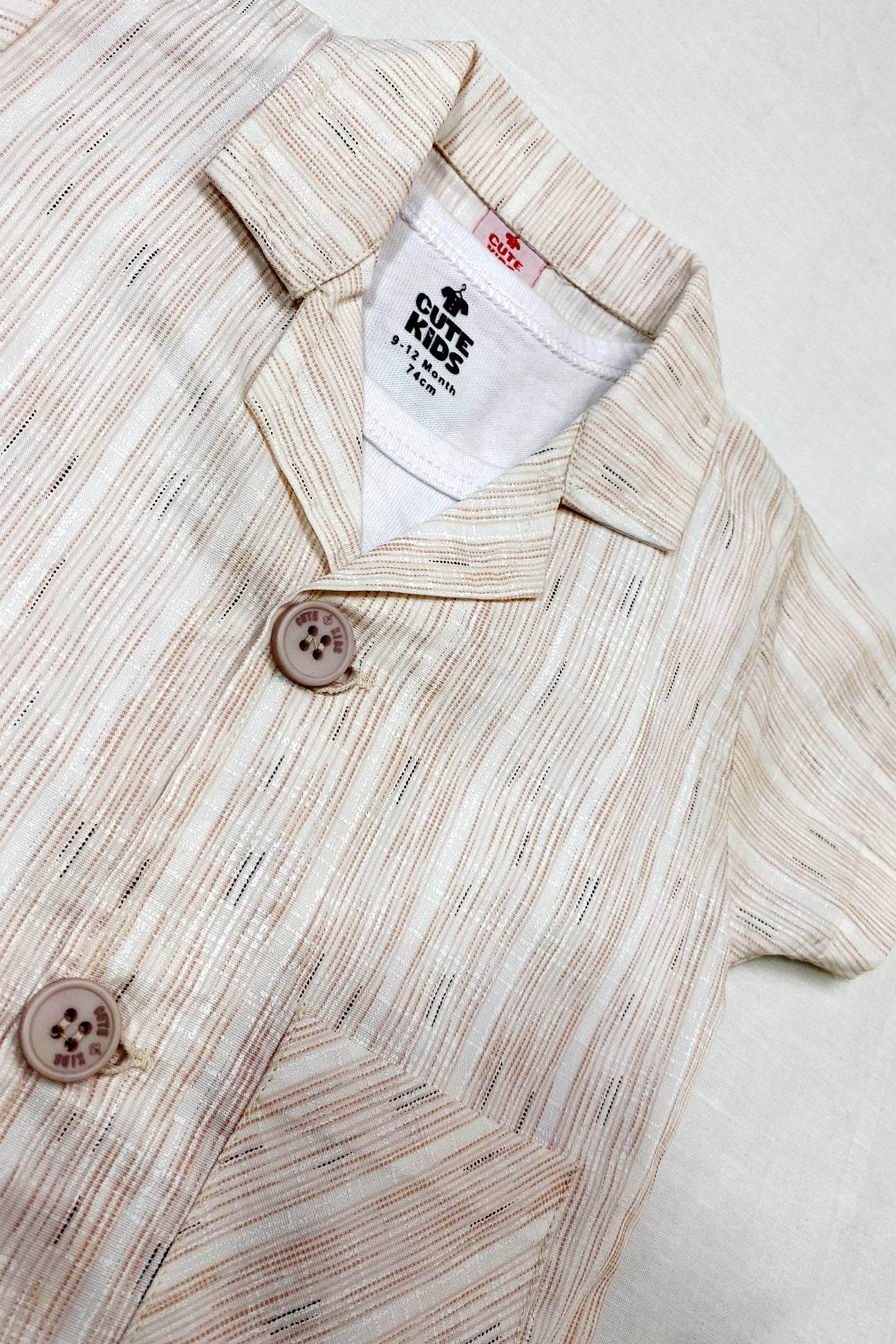 Boys 3-piece Suit - Light brown stripe - Cute Kids