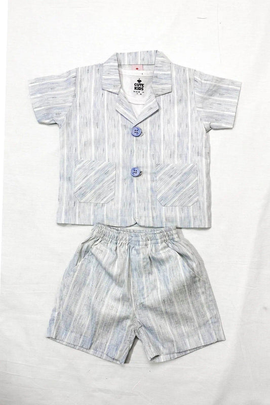 Boys 3 piece suit - Light blue stripe - Cute Kids