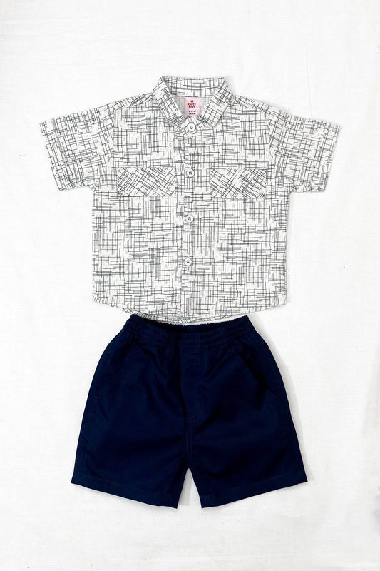 Boys 2 piece Suit - OFF-White&Blue - Cute Kids