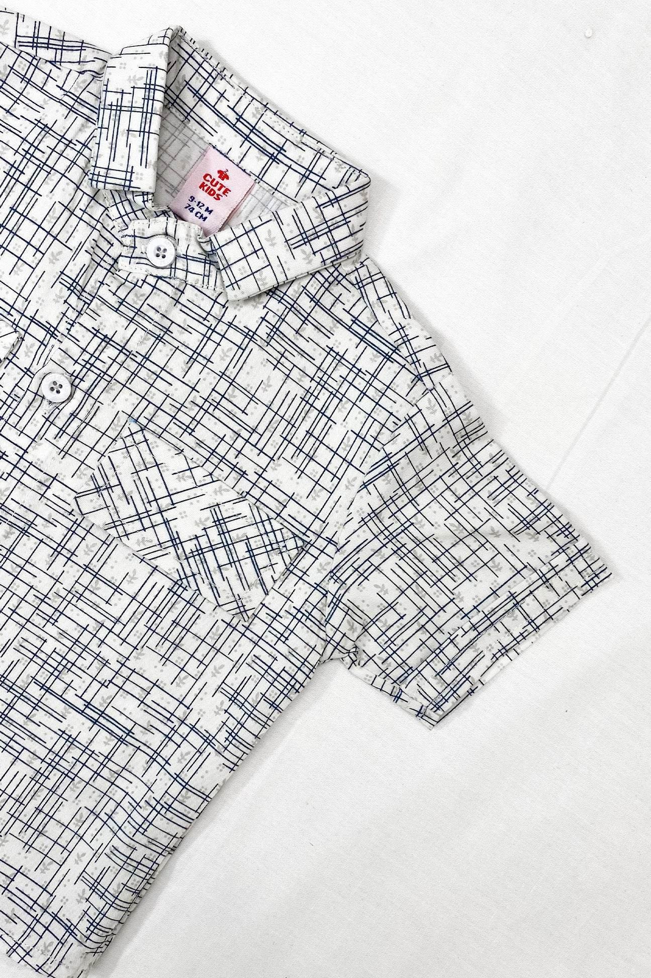 Boys 2 piece Suit - OFF-White&Blue - Cute Kids