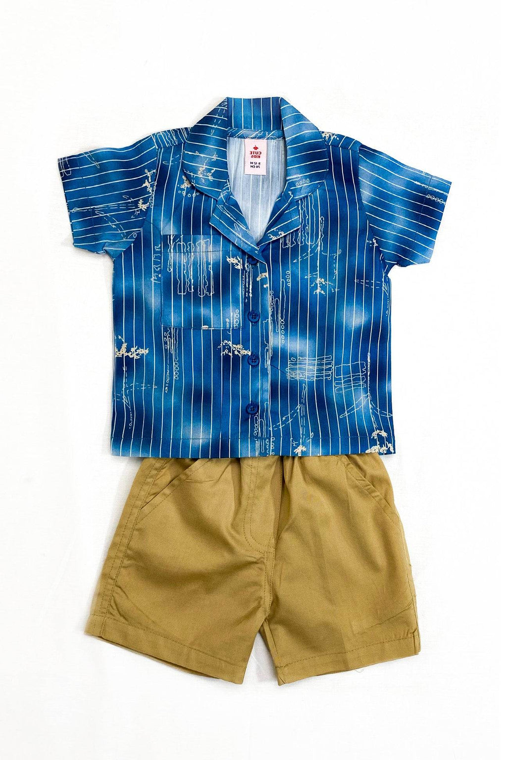 Boys 2 piece Suit - Cyen Blue & Beige - Cute Kids