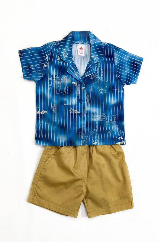 Boys 2 piece Suit - Cyen Blue & Beige - Cute Kids