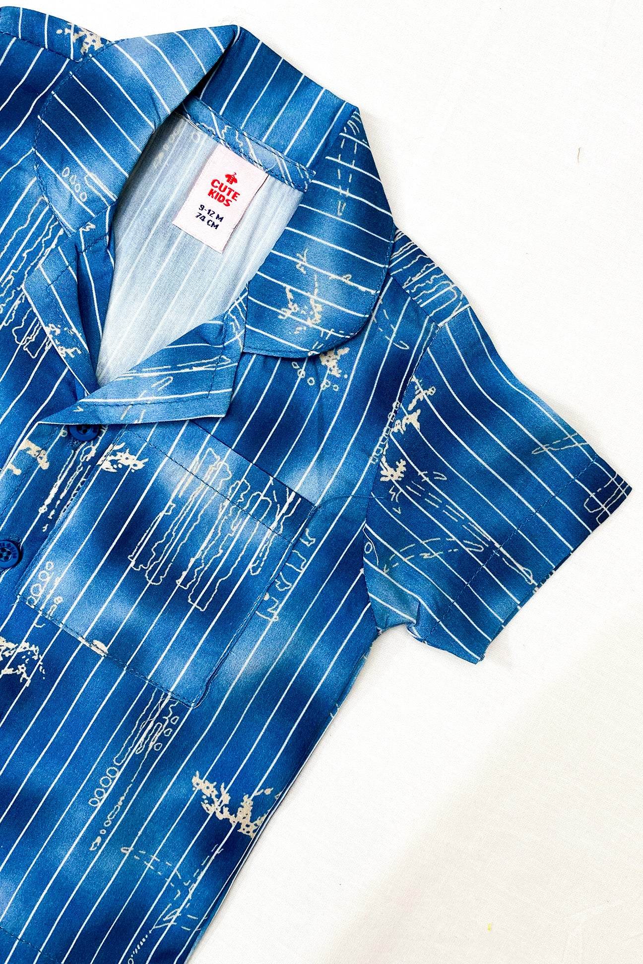 Boys 2 piece Suit - Cyen Blue & Beige - Cute Kids