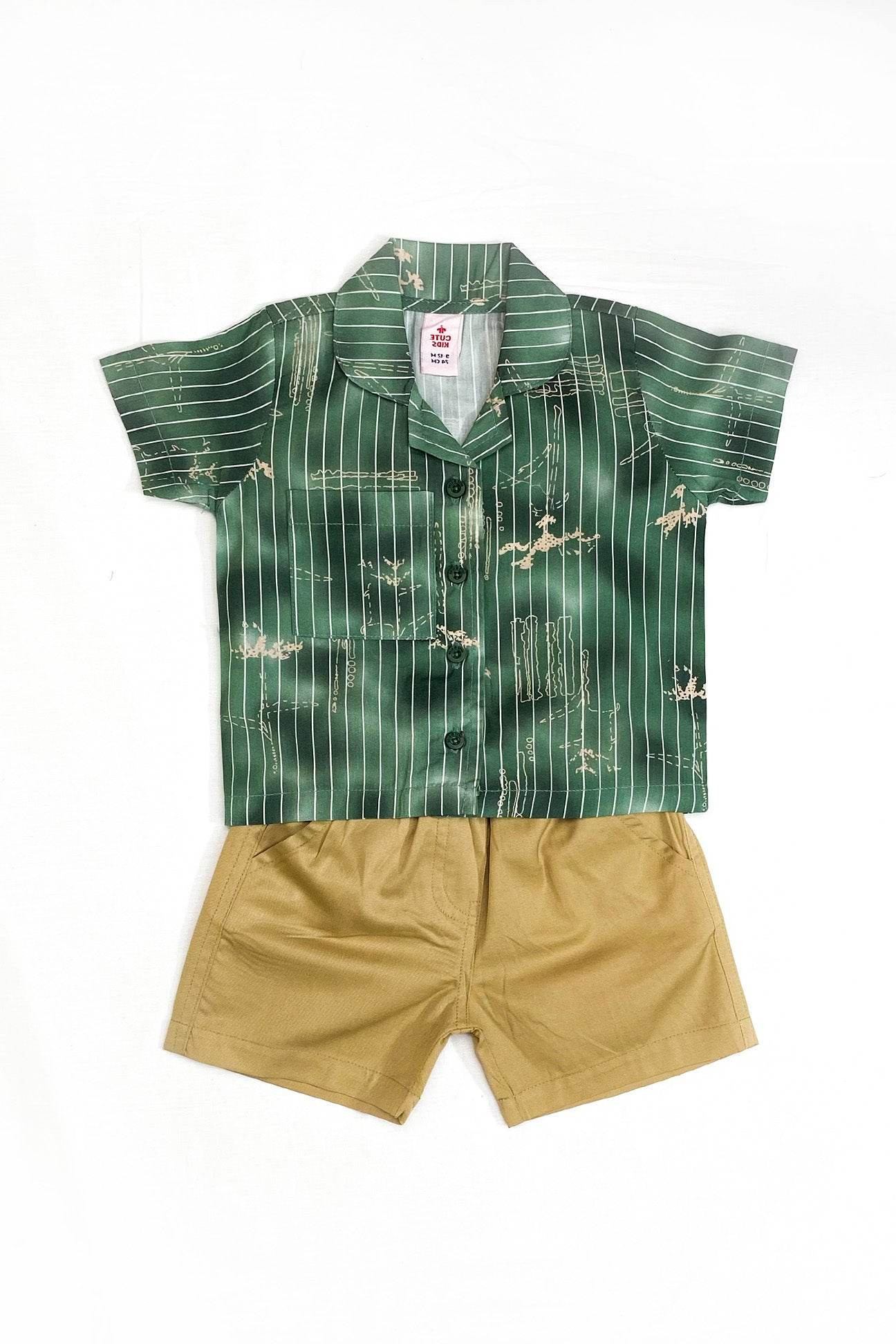 Boys 2 piece Suit - Hazel Green & Beige - Cute Kids