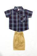 Boys 2 piece Suit - Check & Beige - Cute Kids