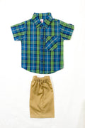 Boys 2 piece Suit - Check Green-Blue & Beige - Cute Kids