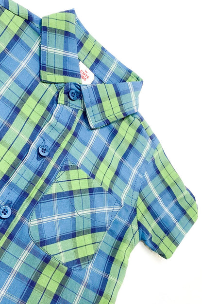 Boys 2 piece Suit - Check Green-Blue & Beige - Cute Kids