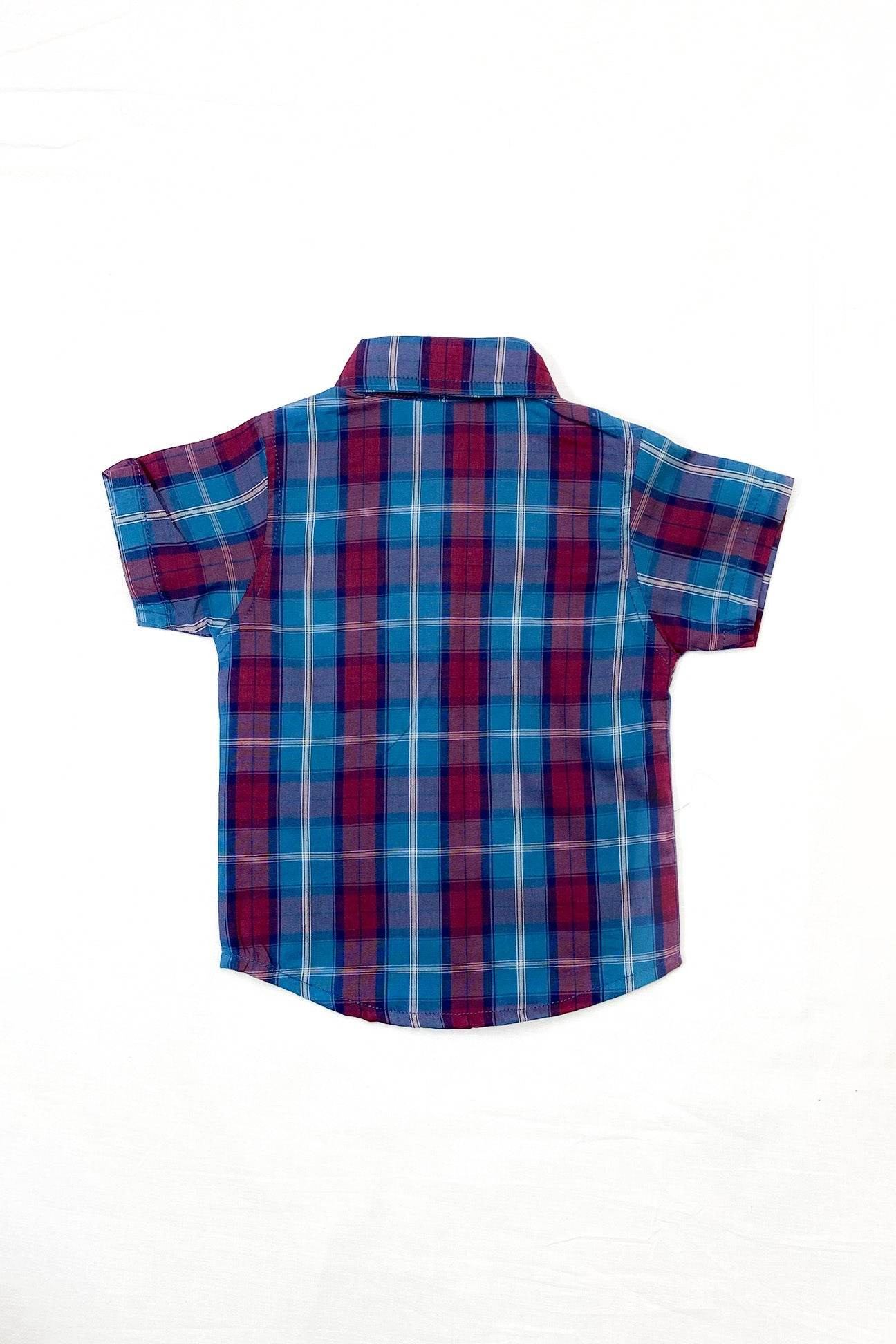 Boys 2 piece Suit - Check Red-Blue & Beige - Cute Kids