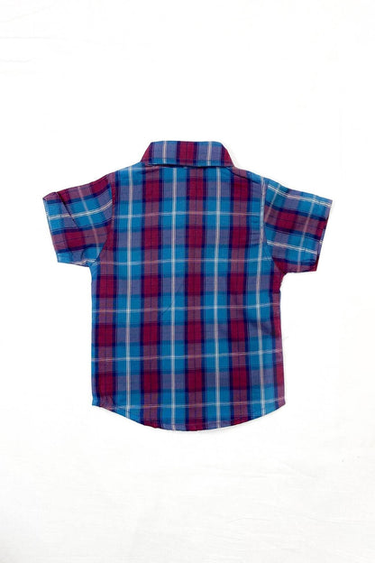 Boys 2 piece Suit - Check Red-Blue & Beige - Cute Kids