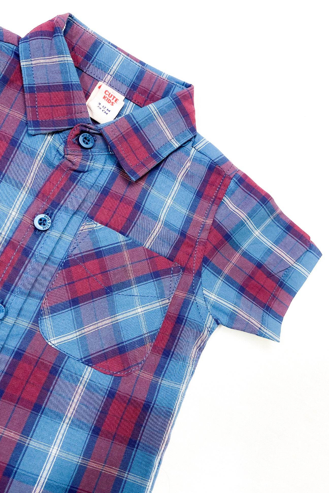 Boys 2 piece Suit - Check Red-Blue & Beige - Cute Kids