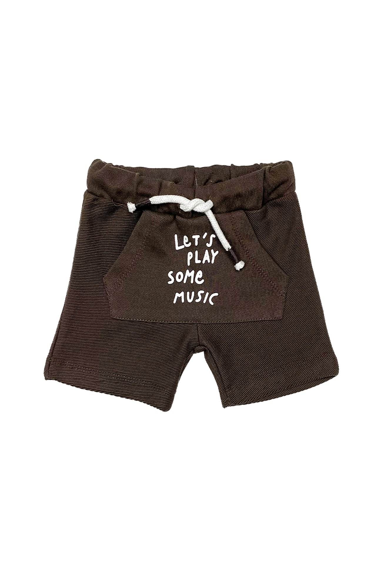 Boys Short Let's Play Some Music - Brown - Cute Kids