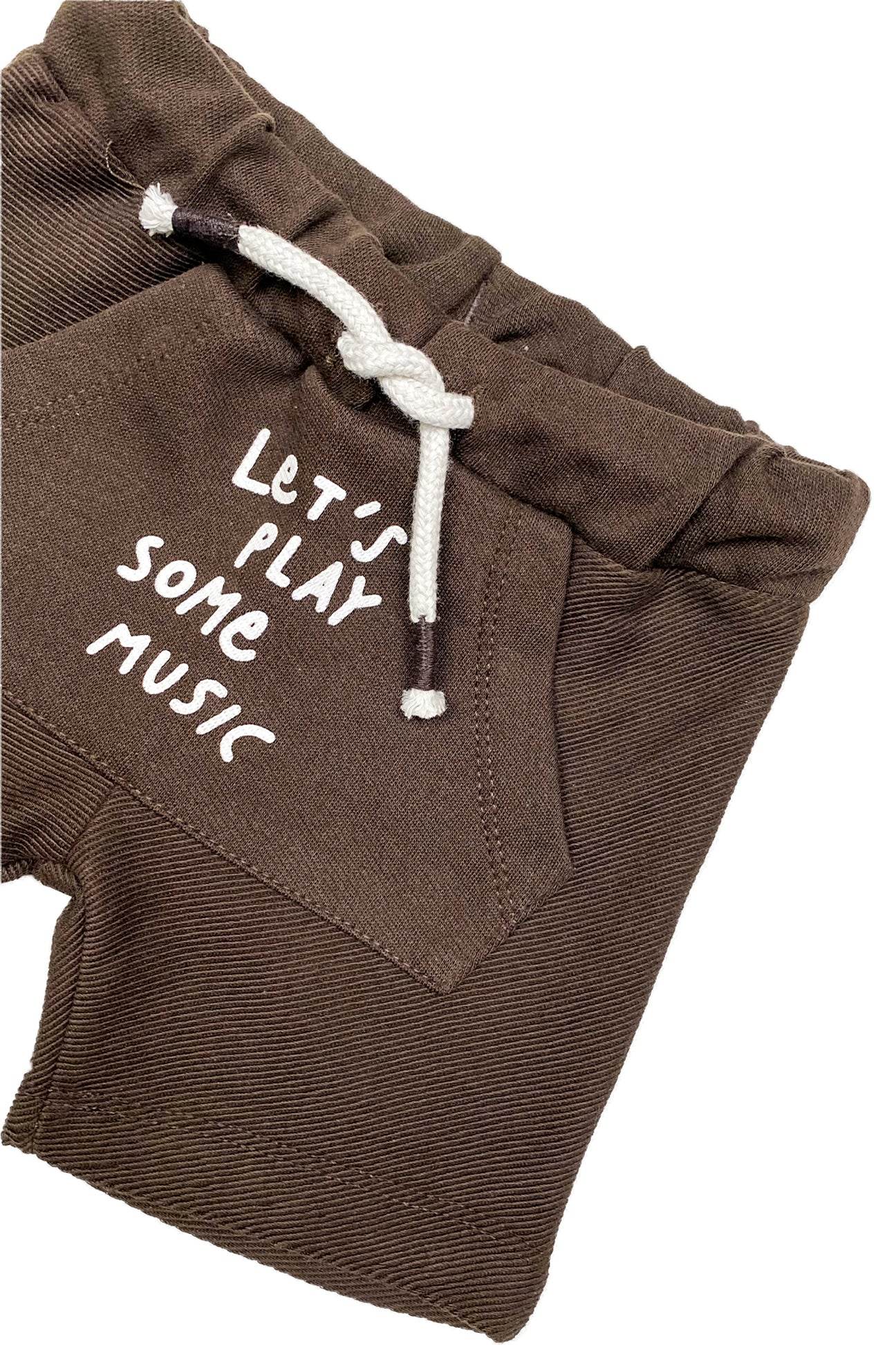 Boys Short Let's Play Some Music - Brown - Cute Kids