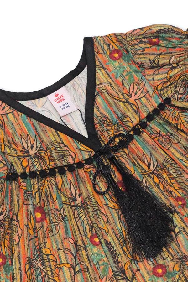 Girls Ethnic-Inspired Printed Top – Brown Multicolor - Cute Kids