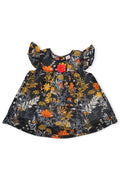 Girls Floral Lawn Frock – Black