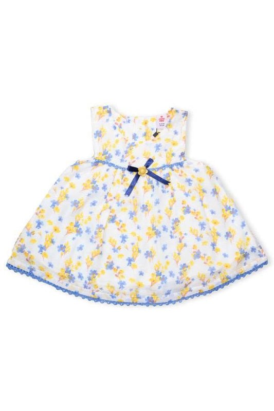 NewBorn Floral Printed Co-ord Set with Panty – White, Yellow & Blue - Cute Kids