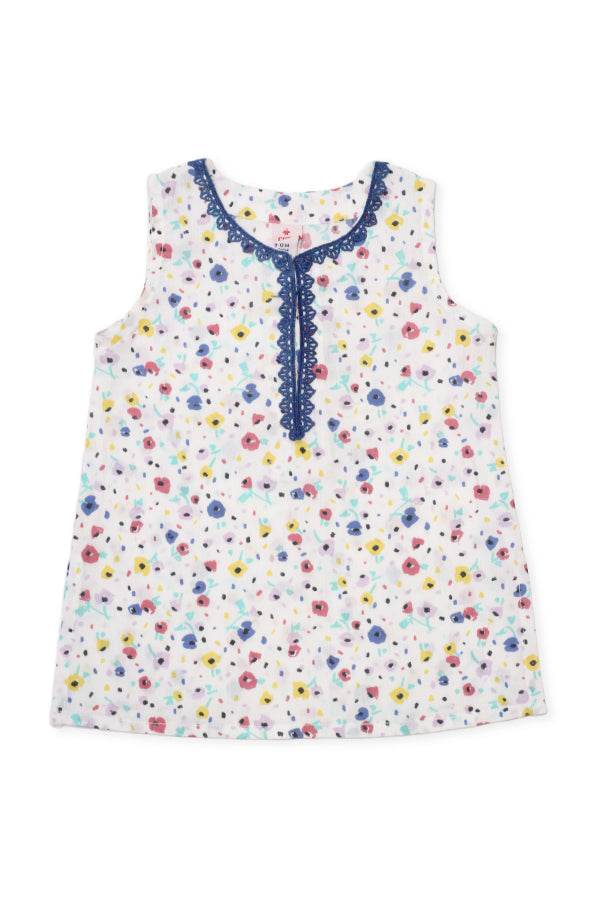 Girls Printed Lawn Co-ord Set – White & Multi - Cute Kids