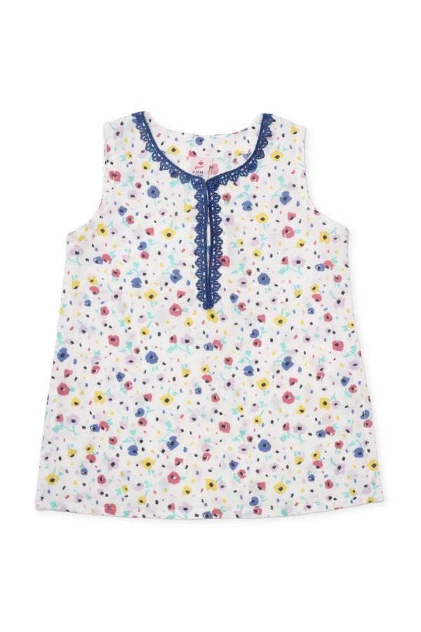 Girls Printed Lawn Co-ord Set – White & Multi - Cute Kids