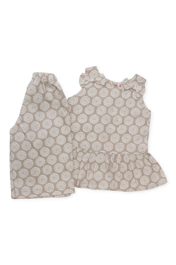Girls Printed Co-ord Set – Fawn & White - Cute Kids