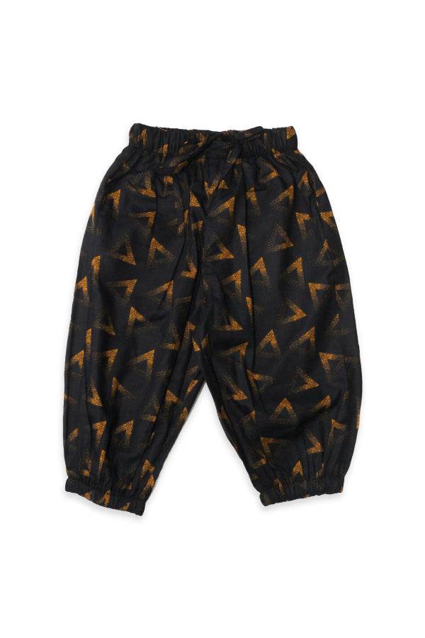 Girls Printed Co-ord Set – Black & Mustard - Cute Kids