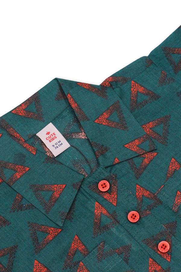 Girls Printed Co-ord Set – Green & Red - Cute Kids