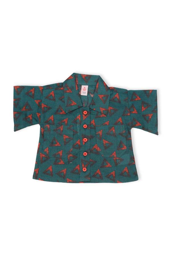 Girls Printed Co-ord Set – Green & Red - Cute Kids