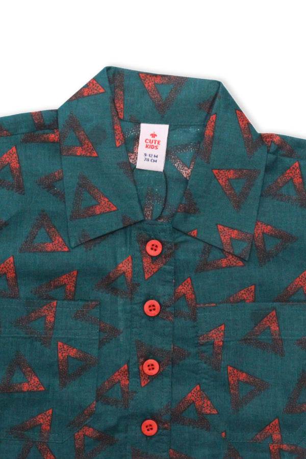 Girls Printed Co-ord Set – Green & Red - Cute Kids