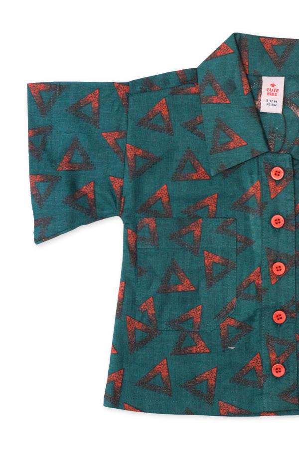 Girls Printed Co-ord Set – Green & Red - Cute Kids