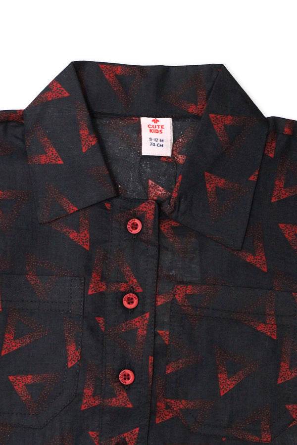 Girls Printed Co-ord Set – Black & Red - Cute Kids