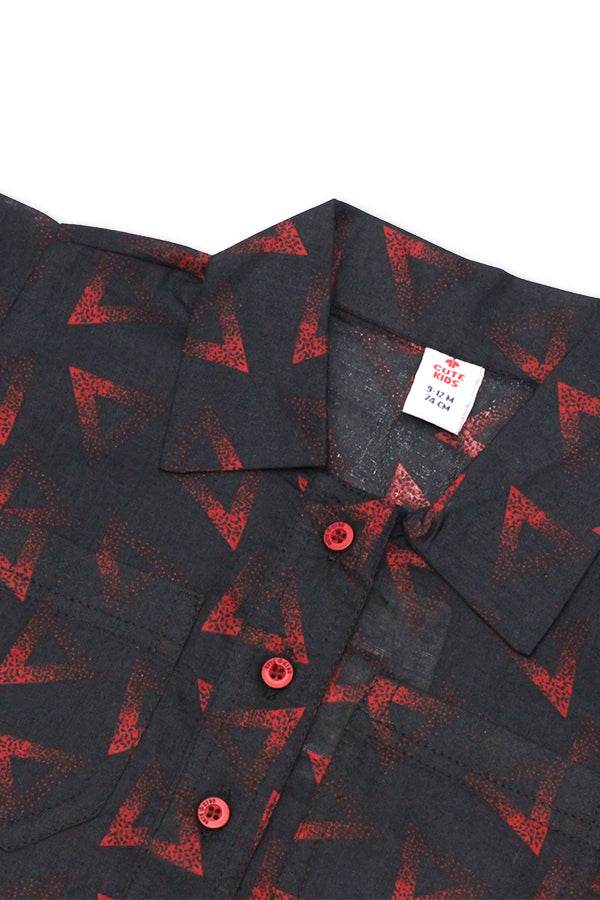 Girls Printed Co-ord Set – Black & Red - Cute Kids