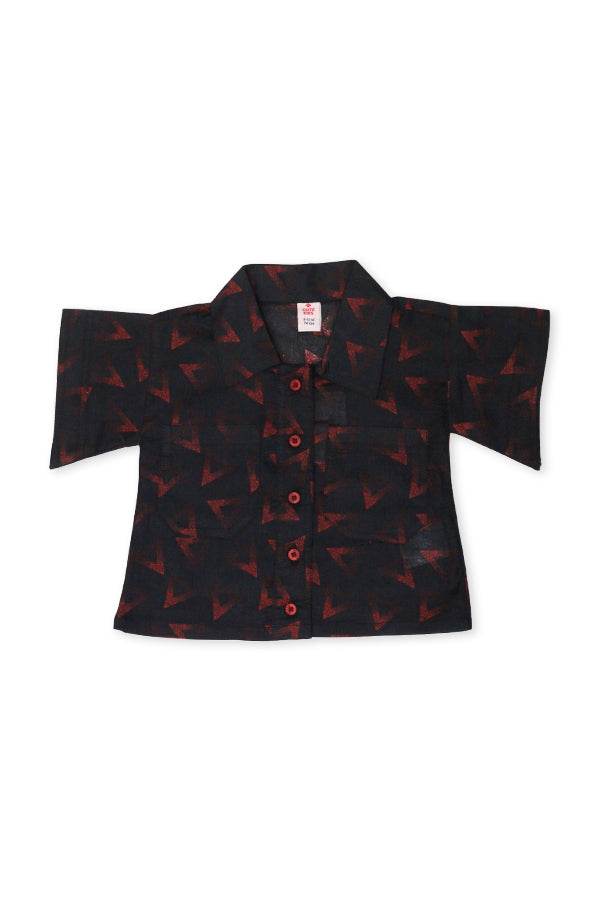 Girls Printed Co-ord Set – Black & Red - Cute Kids