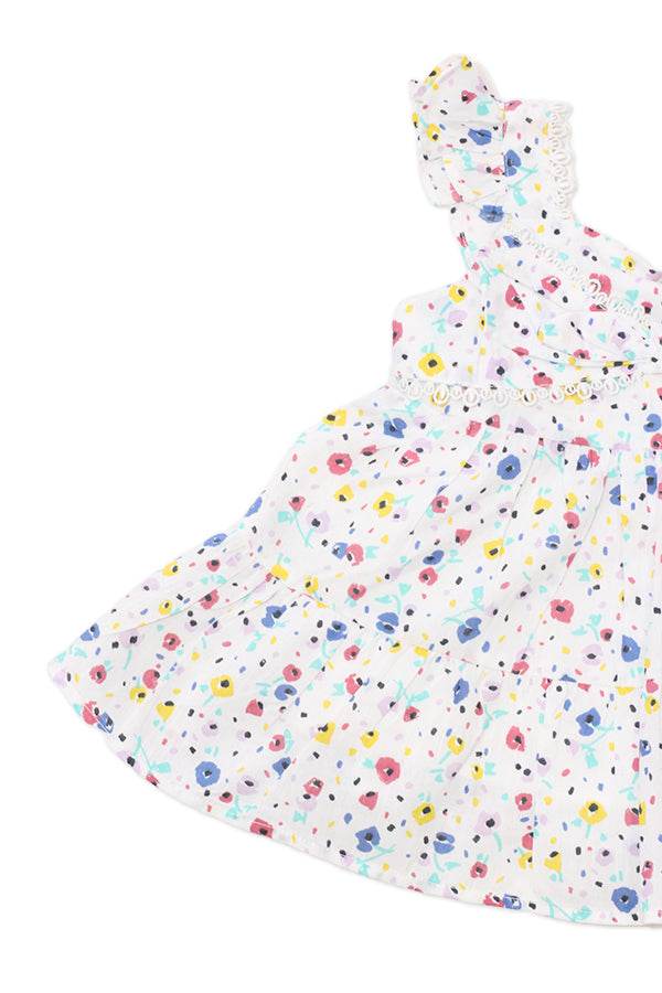 Newborn Floral Printed Co-ord Set with Purse – White & Mint - Cute Kids