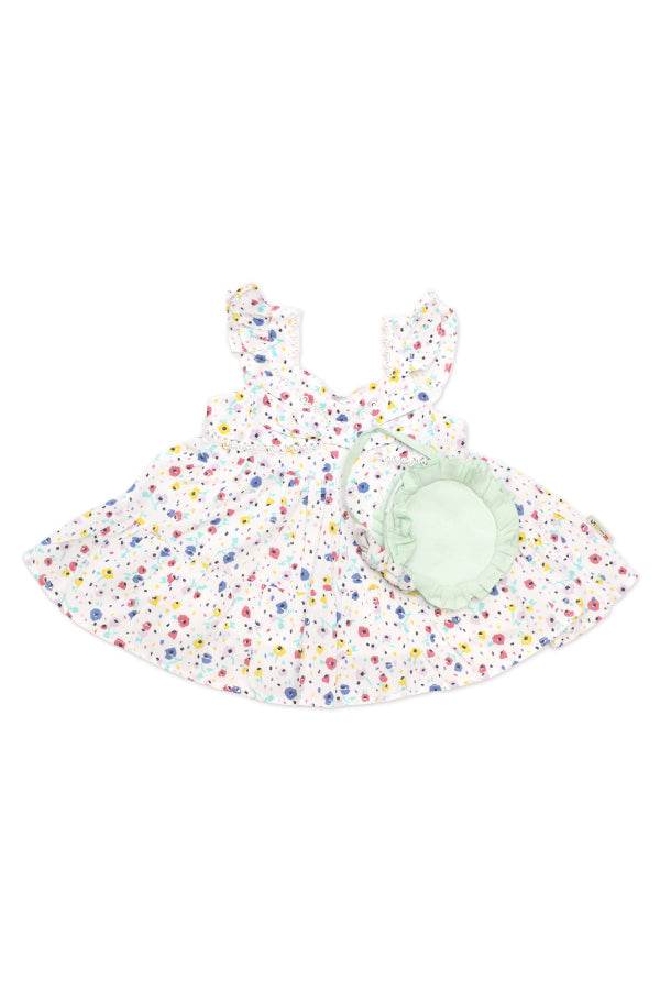 Newborn Floral Printed Co-ord Set with Purse – White & Mint - Cute Kids