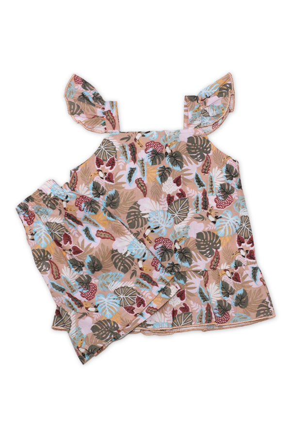 NewBorn Tropical Leaf Printed Co-ord Set – Multicolor