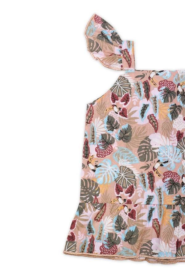 NewBorn Tropical Leaf Printed Co-ord Set – Multicolor - Cute Kids