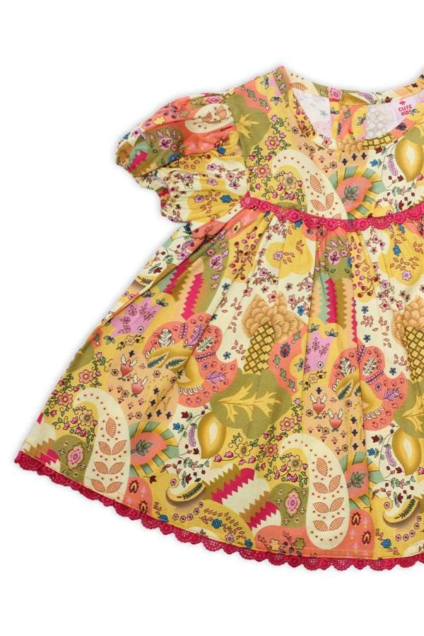 NewBorn Ethnic-Inspired Printed Co-ord Set with Panty – Multicolor - Cute Kids