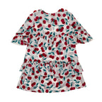 Girls Cherry Printed Frock - Red & White