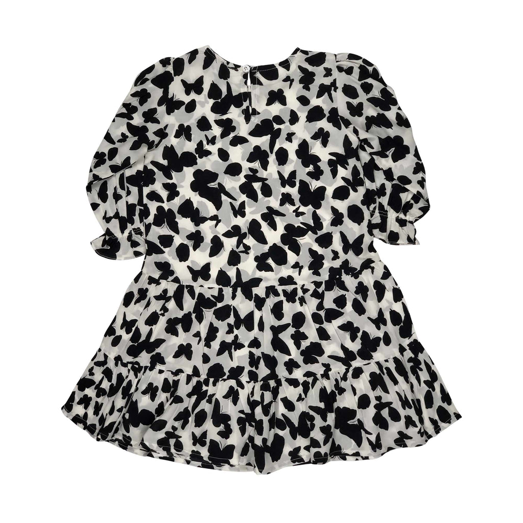 Girls Butterfly Printed Frock - Black & White
