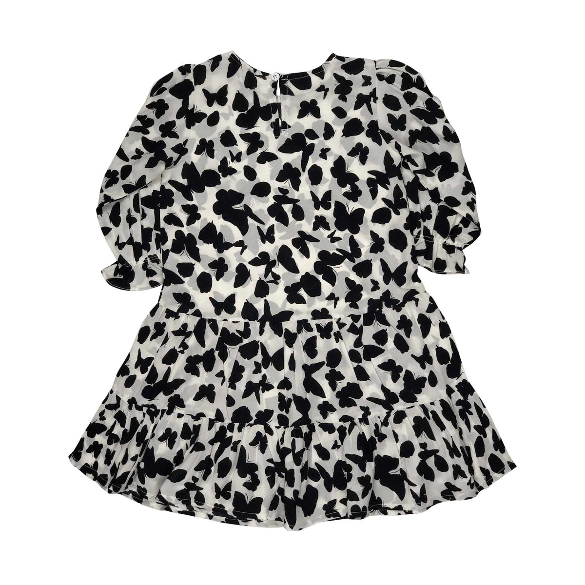 Girls Butterfly Printed Frock - Black & White
