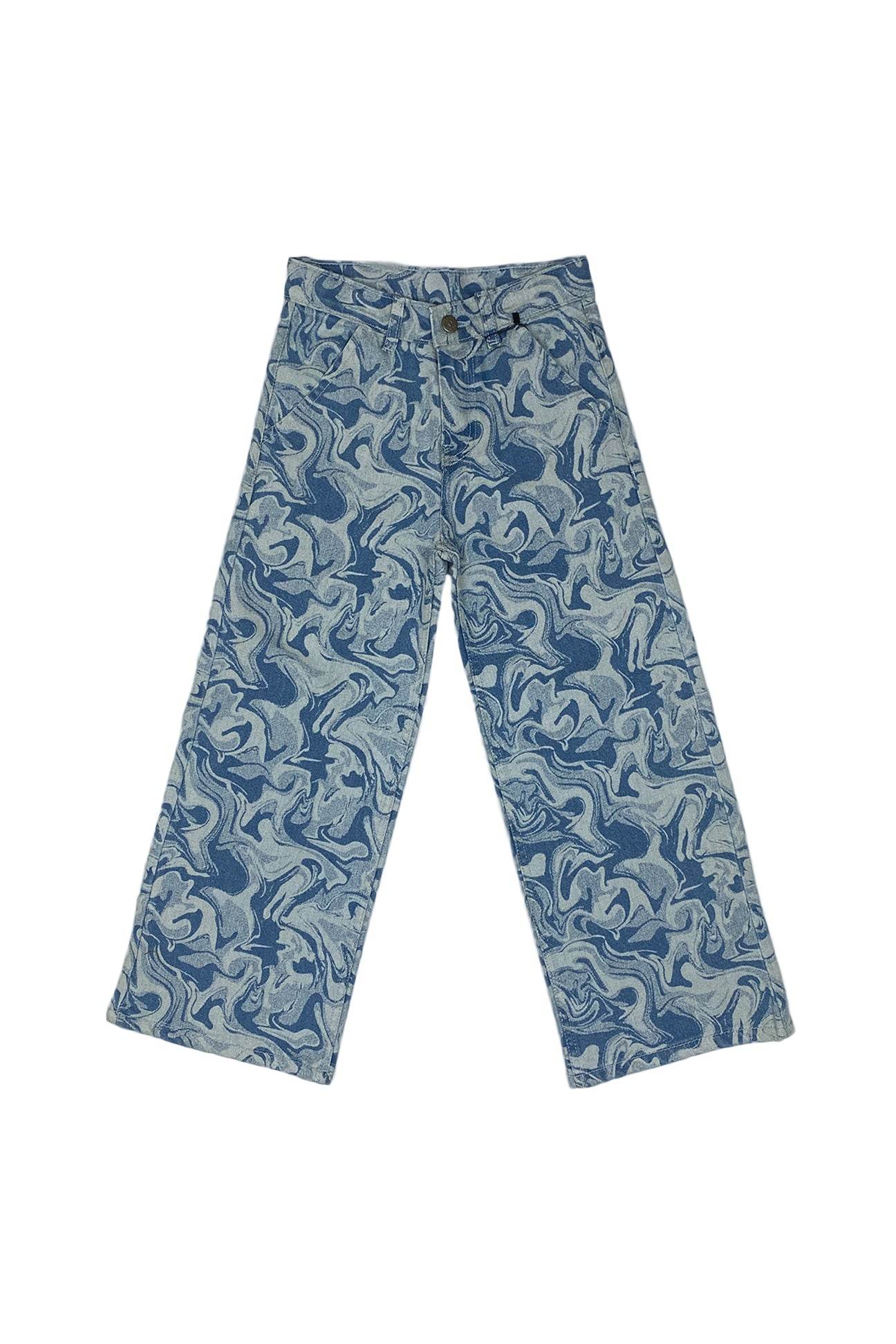 Girls Wide Leg Denim Jeans - Light Wash - Cute Kids