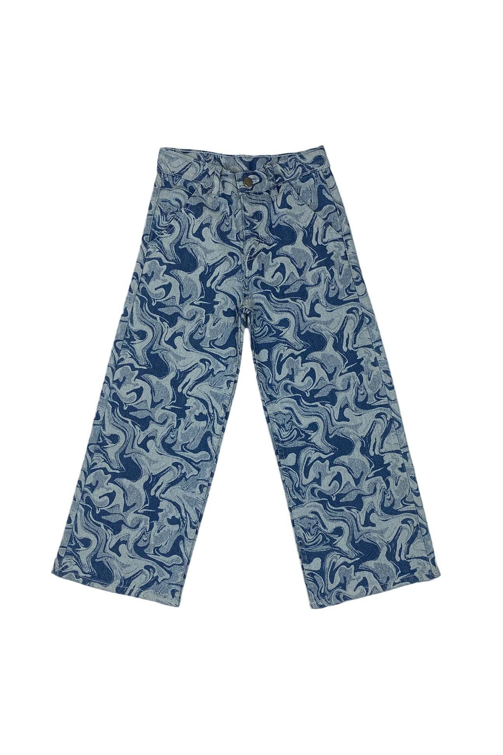 Girls Wide Leg Denim Jeans - Dark Wash - Cute Kids