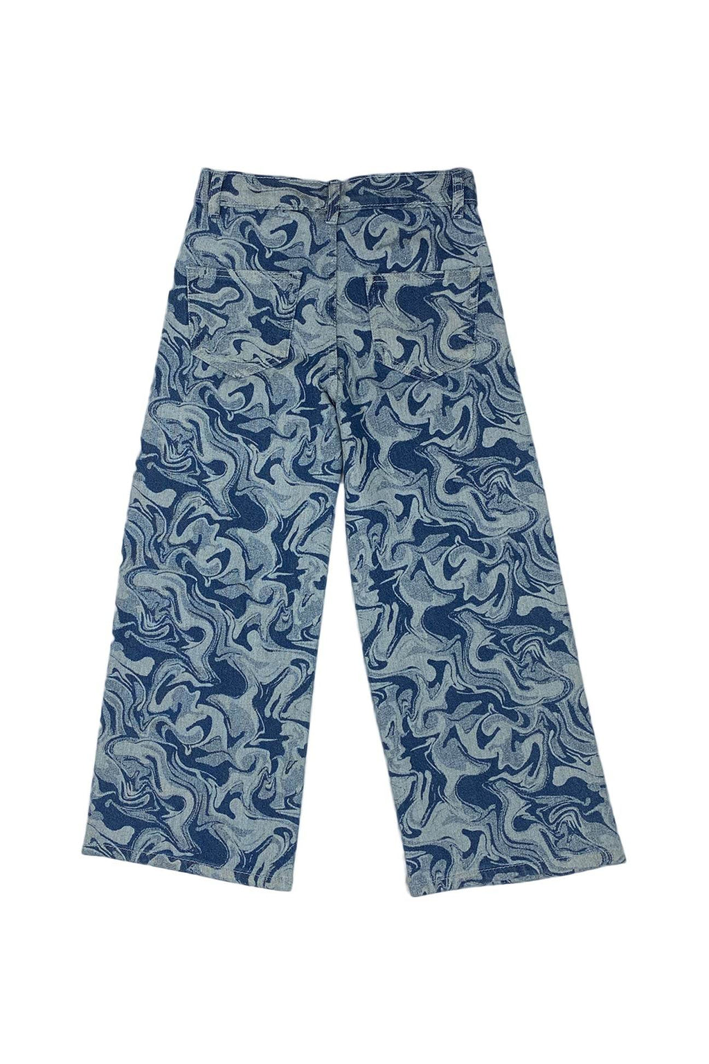 Girls Wide Leg Denim Jeans - Dark Wash - Cute Kids