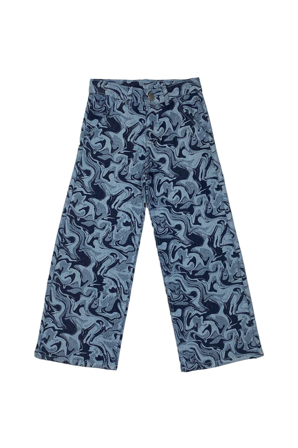 Girls Wide Leg Denim Jeans - Dark - Cute Kids