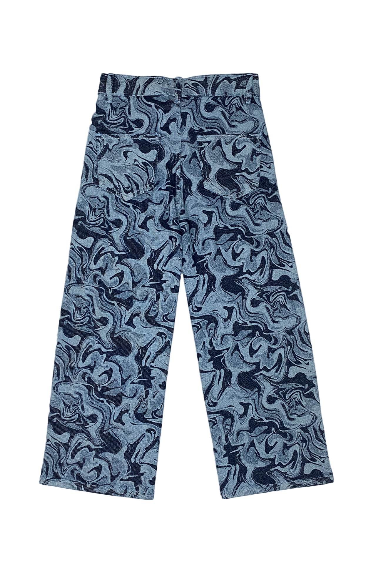 Girls Wide Leg Denim Jeans - Dark - Cute Kids