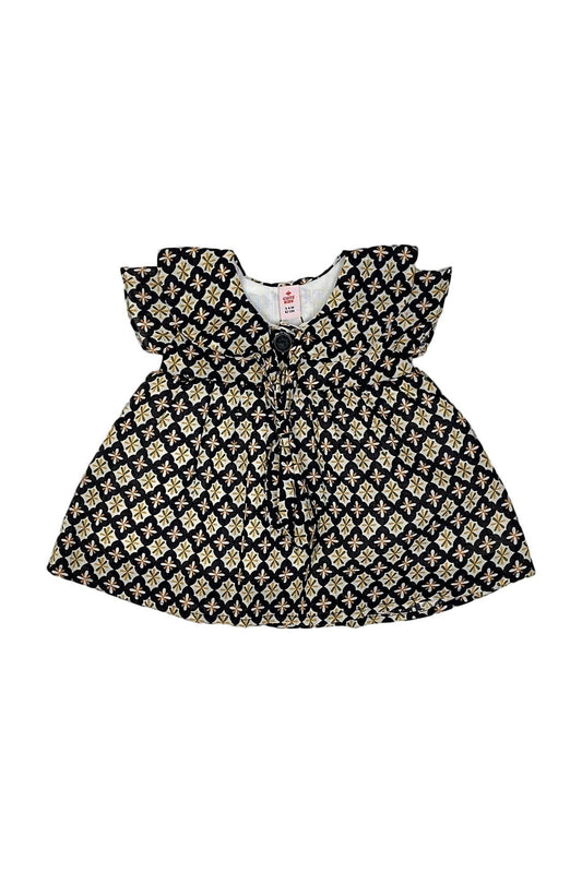 Girls Lawn Frock – Black - Cute Kids