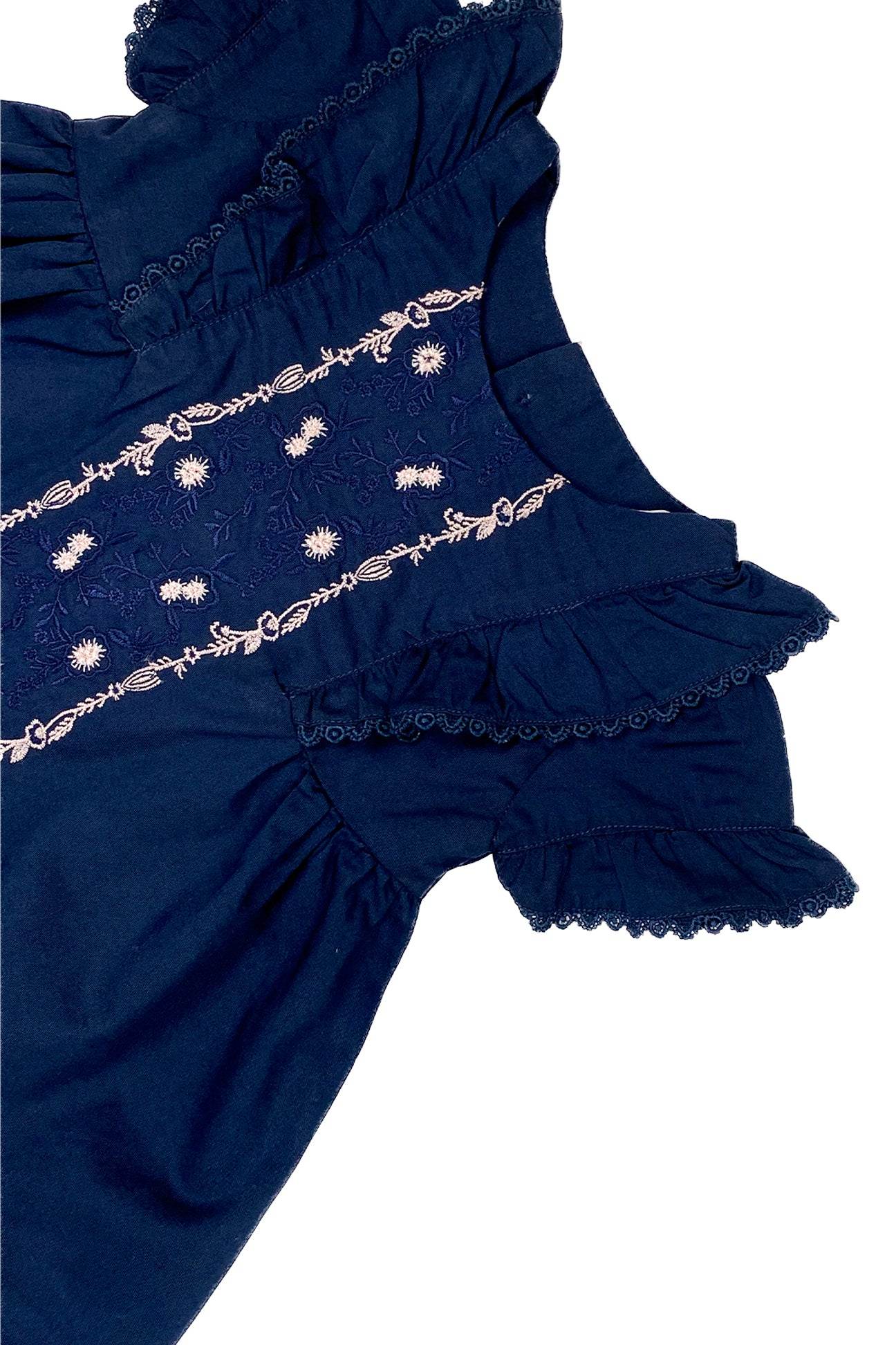 Girls Embroidered Frock - Navy - Cute Kids