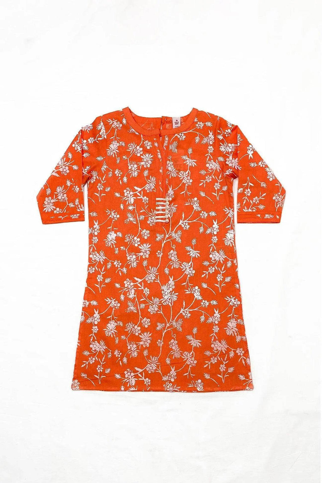 Girls Printed Kurti-Orange - Cute Kids