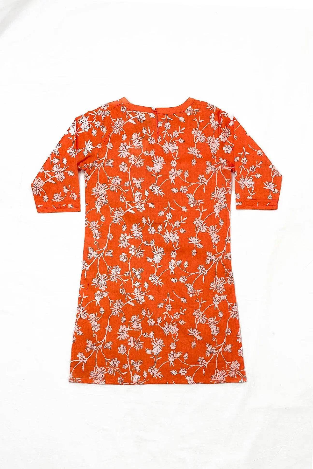 Girls Printed Kurti-Orange - Cute Kids