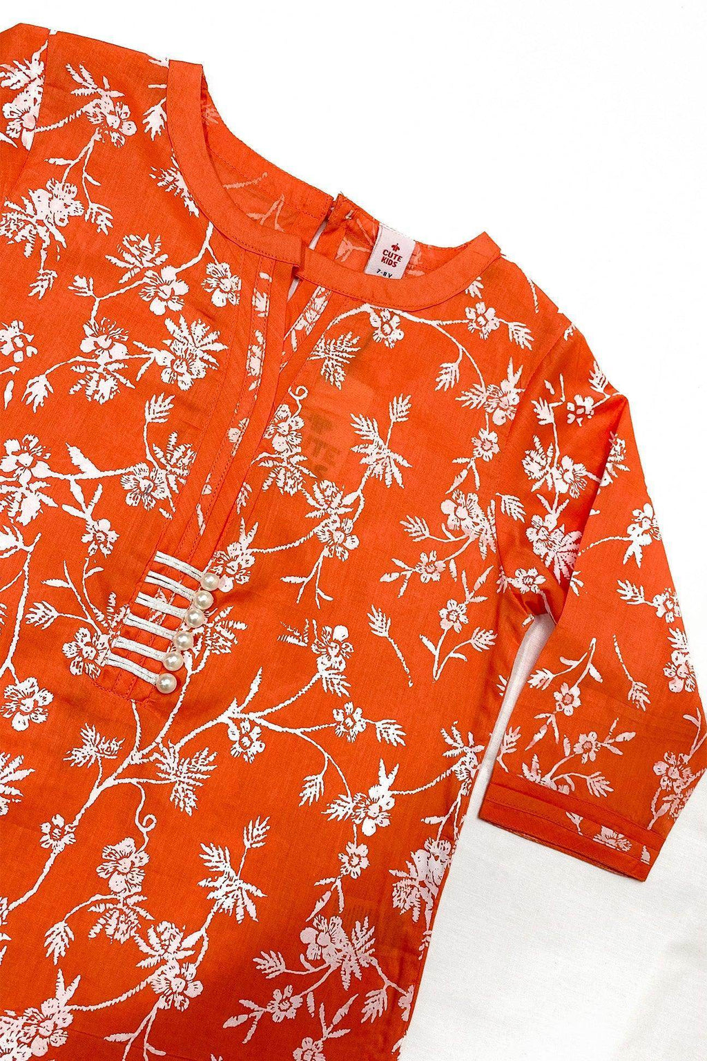 Girls Printed Kurti-Orange - Cute Kids